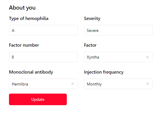 About you section of the profile page